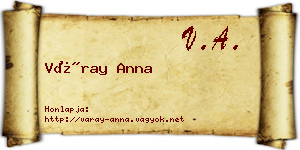 Váray Anna névjegykártya